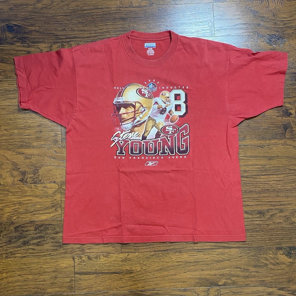 Vintage San Francisco 49ers Steve Young Reebok T-Shirt Mens Hall Of Fame NFL XL